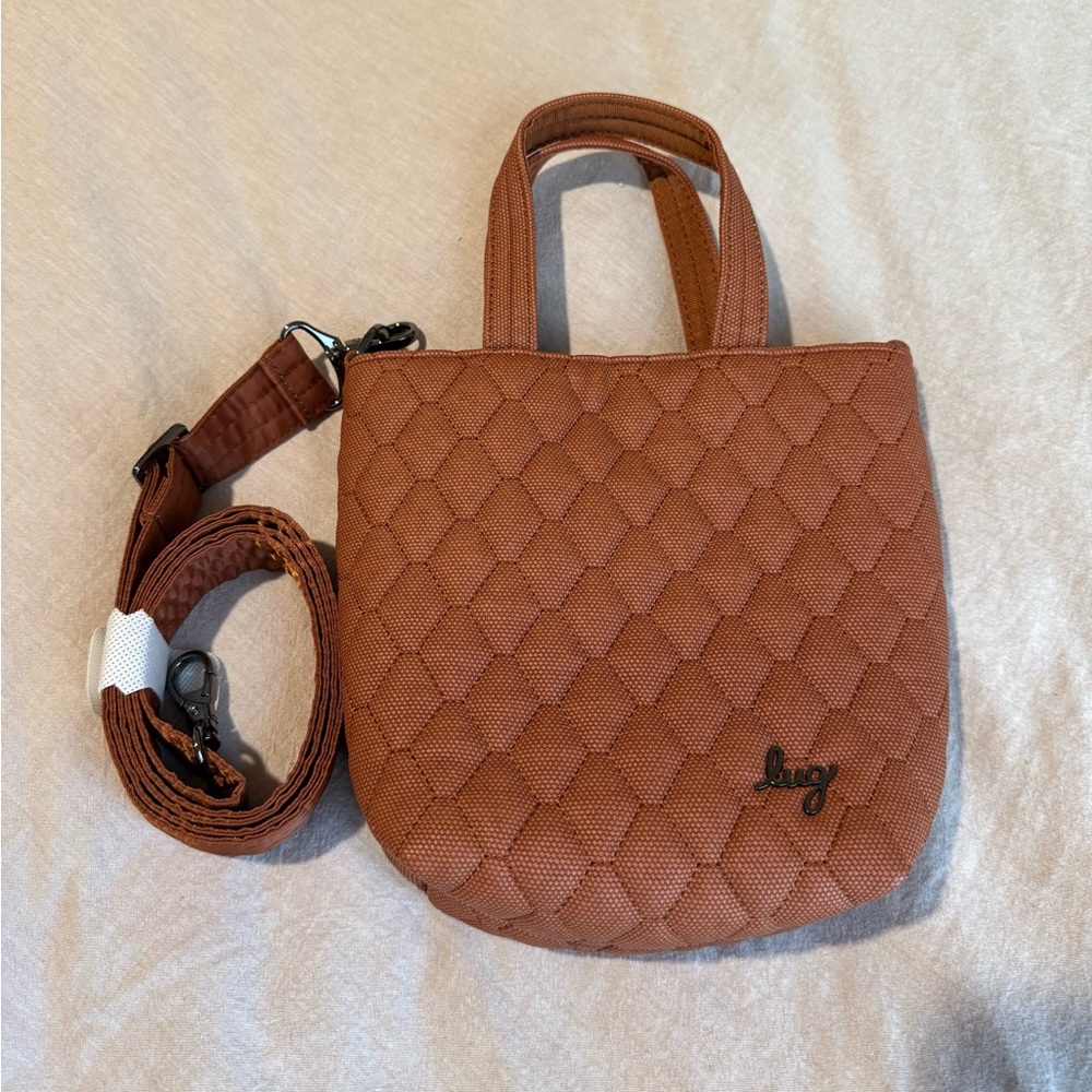Lucy Quilted Mini Tote Bag in Brown